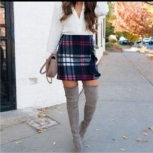 J.Crew Navy Plaid Ruffle Wool Mini Skirt Fully Lined Size 8T New Tall NWT J CREW